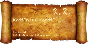Kránitz Kató névjegykártya